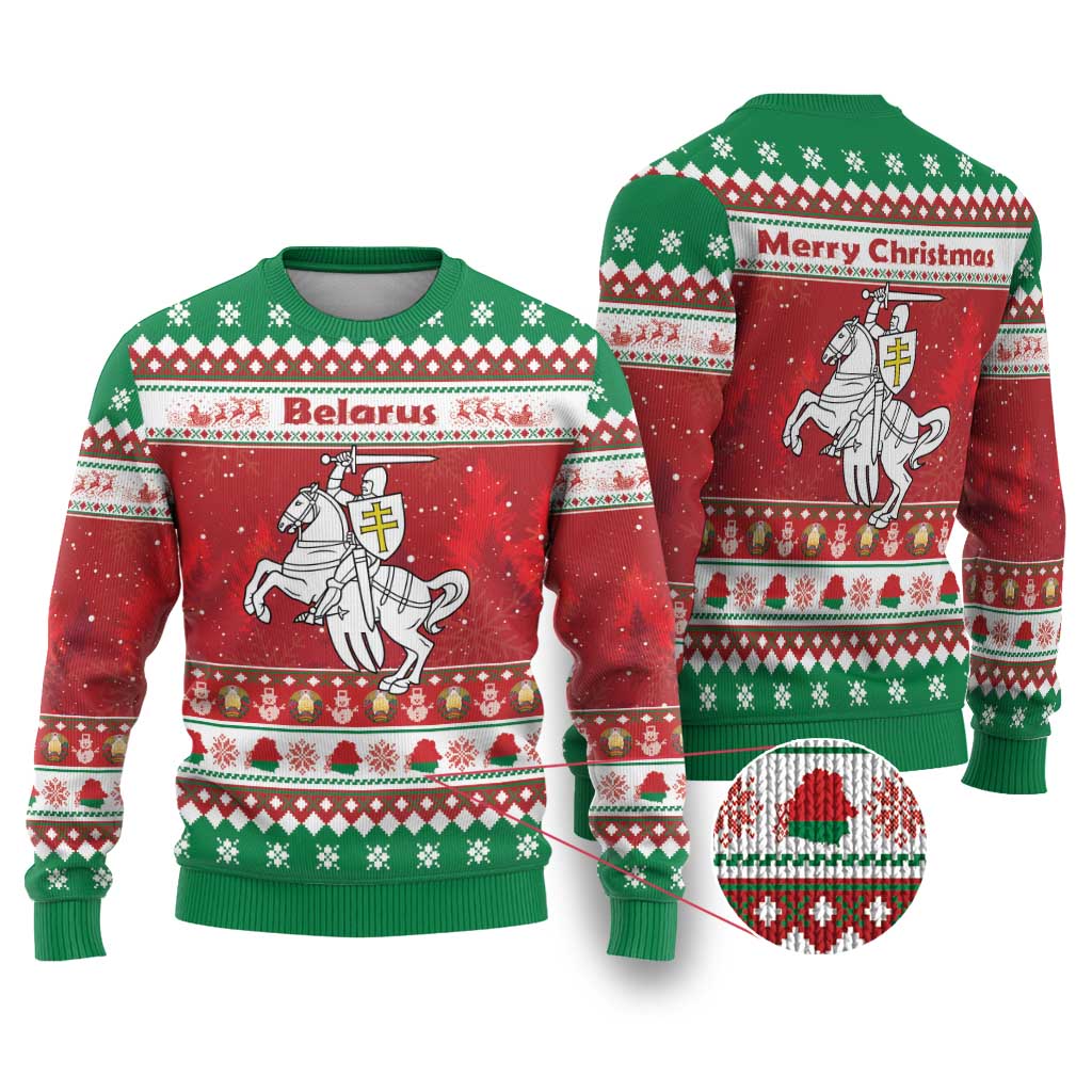 Belarus Pahonia Christmas Ugly Christmas Sweater Belarusian Vytis Knight Xmas Pattern - Wonder Print Shop