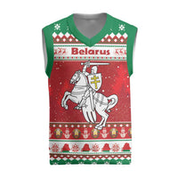 Belarus Pahonia Christmas Knitted V-Neck Vest Belarusian Vytis Knight Xmas Pattern - Wonder Print Shop