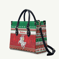 Belarus Pahonia Christmas Leather Bag Belarusian Vytis Knight Xmas Pattern - Wonder Print Shop
