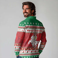 Belarus Pahonia Christmas Long Sleeve Polo Shirt Belarusian Vytis Knight Xmas Pattern - Wonder Print Shop