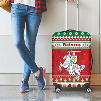 Belarus Pahonia Christmas Luggage Cover Belarusian Vytis Knight Xmas Pattern - Wonder Print Shop