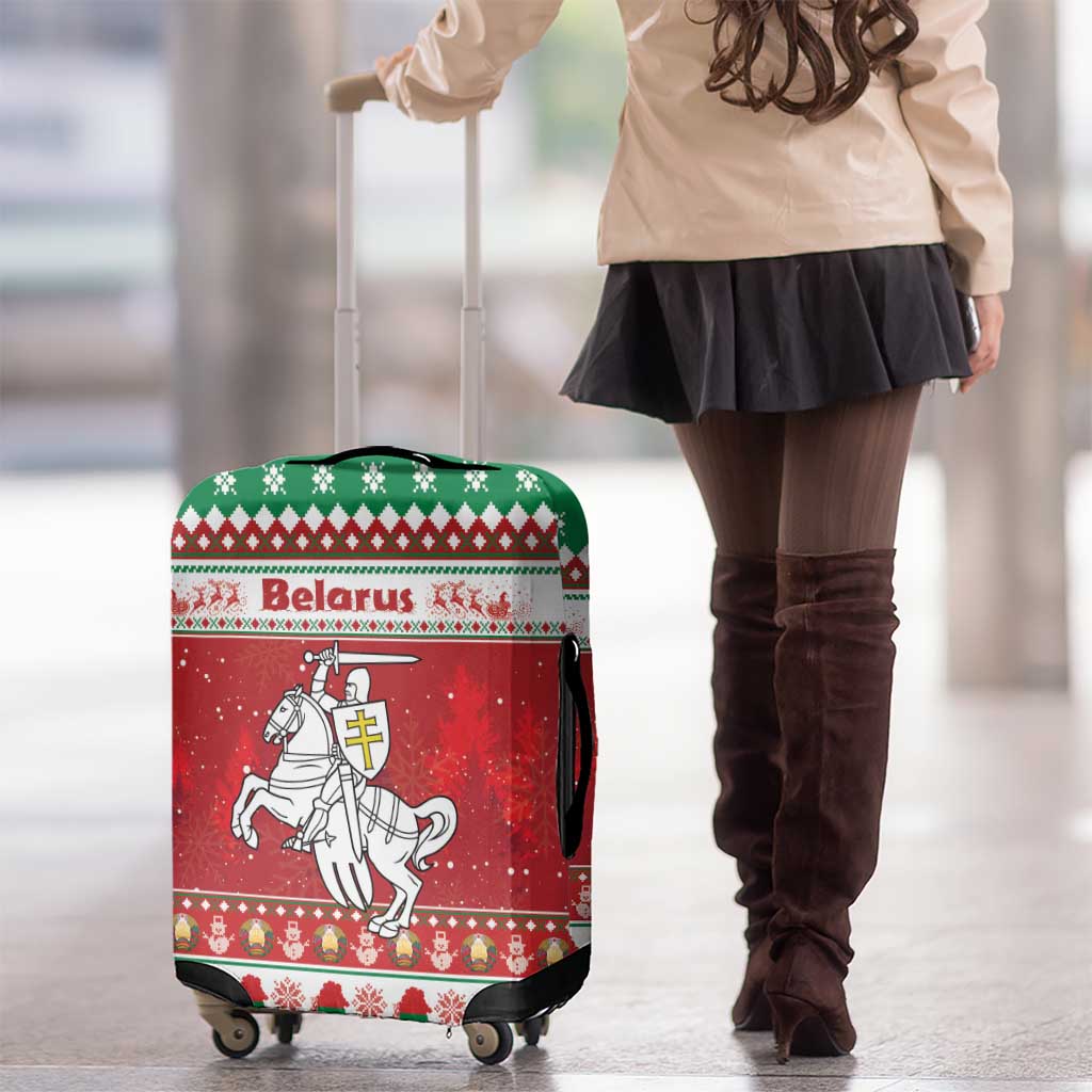 Belarus Pahonia Christmas Luggage Cover Belarusian Vytis Knight Xmas Pattern - Wonder Print Shop