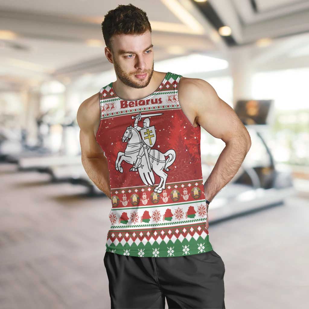 Belarus Pahonia Christmas Men Tank Top Belarusian Vytis Knight Xmas Pattern - Wonder Print Shop