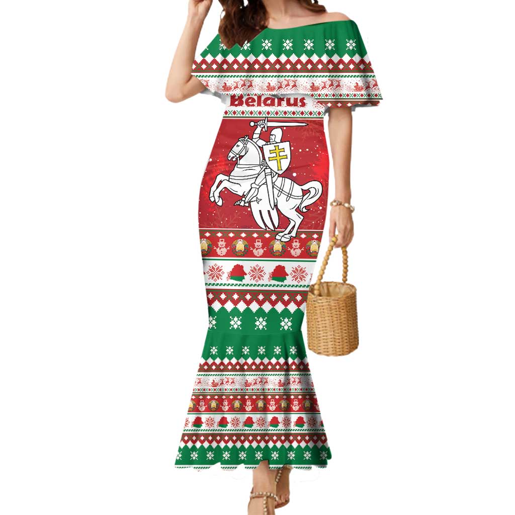 Belarus Pahonia Christmas Mermaid Dress Belarusian Vytis Knight Xmas Pattern - Wonder Print Shop