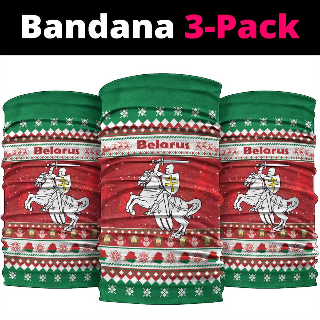Belarus Pahonia Christmas Neck Gaiter Belarusian Vytis Knight Xmas Pattern - Wonder Print Shop