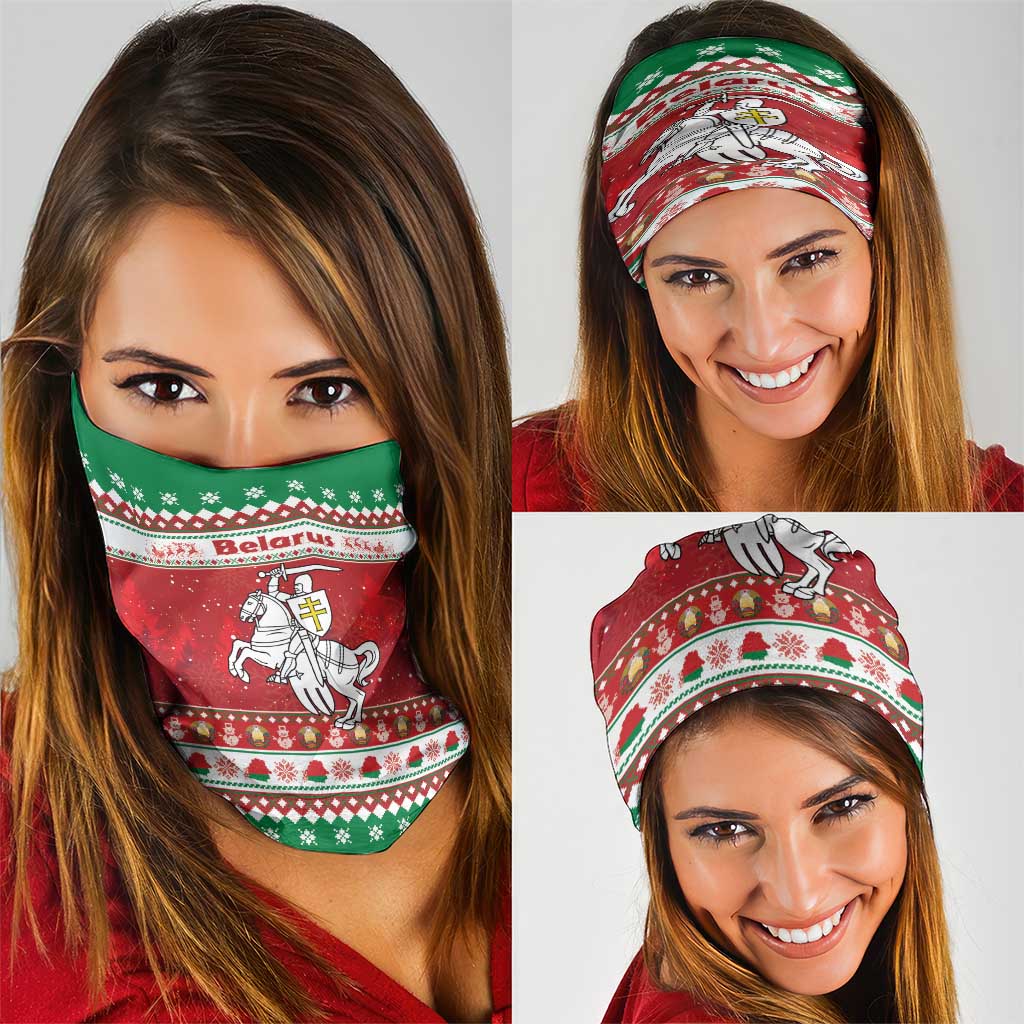 Belarus Pahonia Christmas Neck Gaiter Belarusian Vytis Knight Xmas Pattern - Wonder Print Shop