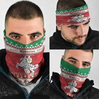 Belarus Pahonia Christmas Neck Gaiter Belarusian Vytis Knight Xmas Pattern - Wonder Print Shop