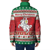 Belarus Pahonia Christmas Padded Jacket Belarusian Vytis Knight Xmas Pattern - Wonder Print Shop