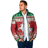 Belarus Pahonia Christmas Padded Jacket Belarusian Vytis Knight Xmas Pattern - Wonder Print Shop