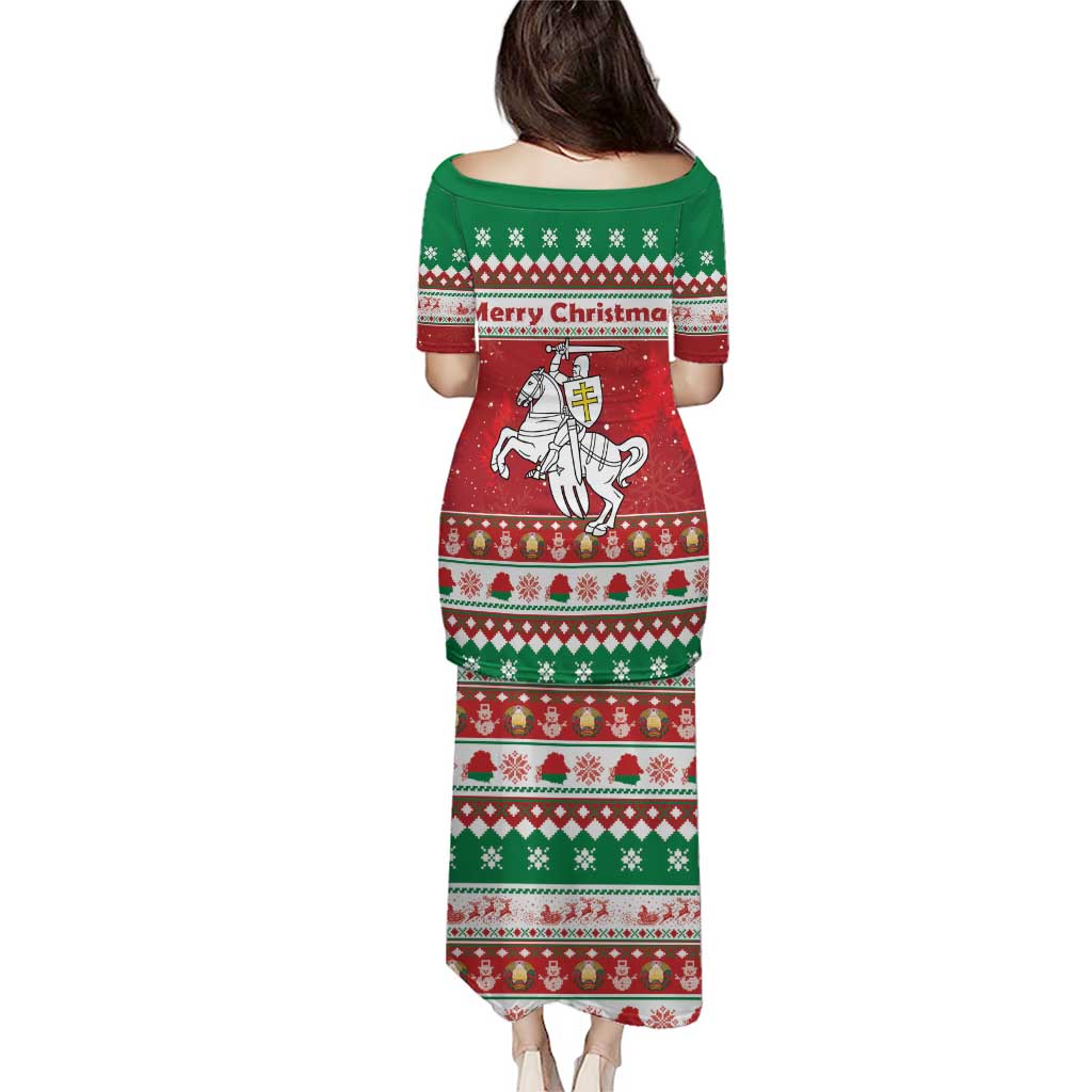 Belarus Pahonia Christmas Puletasi Belarusian Vytis Knight Xmas Pattern - Wonder Print Shop