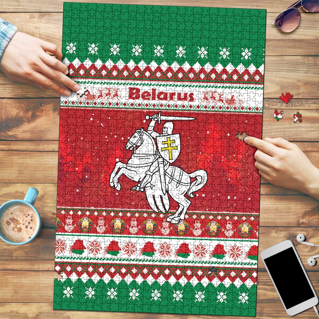 Belarus Pahonia Christmas Puzzle Belarusian Vytis Knight Xmas Pattern - Wonder Print Shop