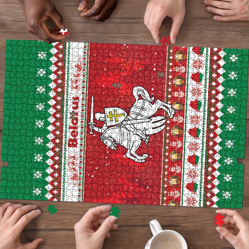 Belarus Pahonia Christmas Puzzle Belarusian Vytis Knight Xmas Pattern - Wonder Print Shop