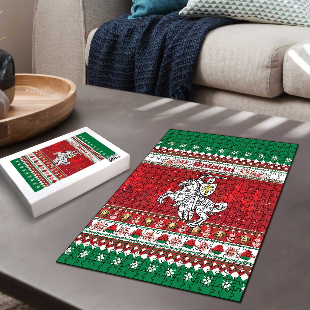 Belarus Pahonia Christmas Puzzle Belarusian Vytis Knight Xmas Pattern - Wonder Print Shop
