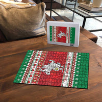 Belarus Pahonia Christmas Puzzle Belarusian Vytis Knight Xmas Pattern - Wonder Print Shop