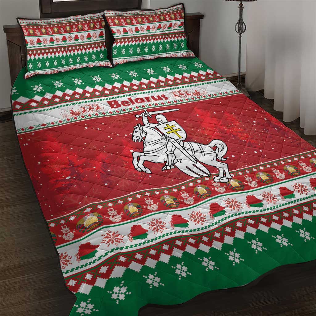 Belarus Pahonia Christmas Quilt Bed Set Belarusian Vytis Knight Xmas Pattern - Wonder Print Shop
