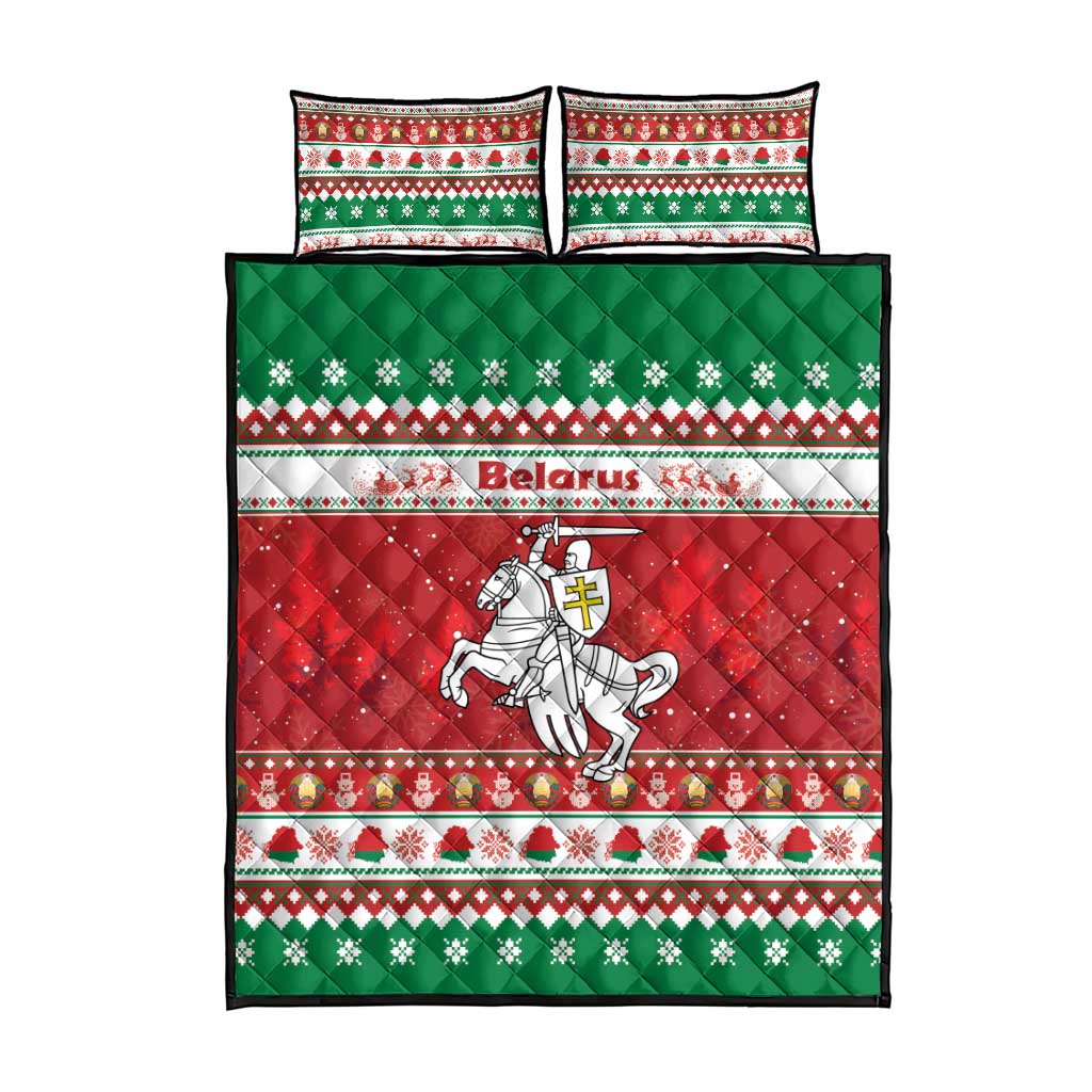 Belarus Pahonia Christmas Quilt Bed Set Belarusian Vytis Knight Xmas Pattern - Wonder Print Shop