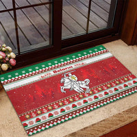Belarus Pahonia Christmas Rubber Doormat Belarusian Vytis Knight Xmas Pattern - Wonder Print Shop