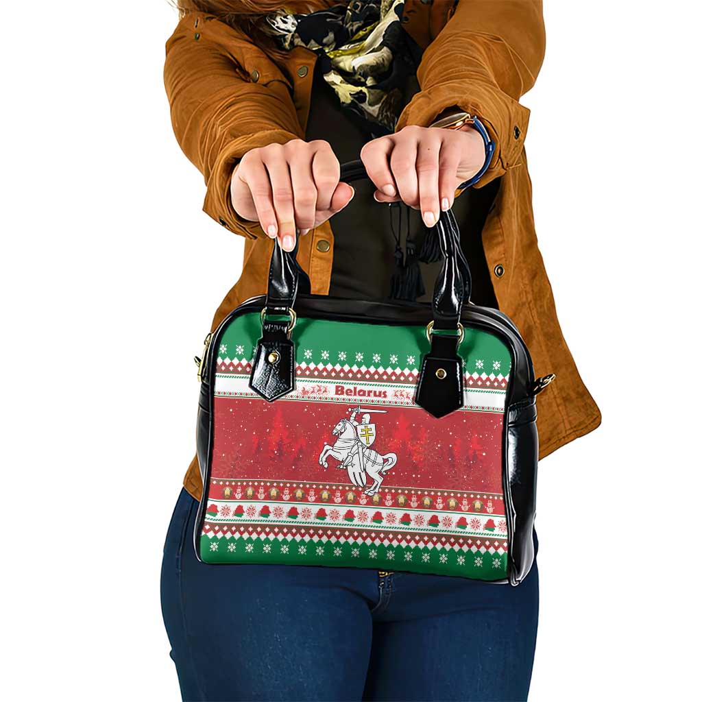 Belarus Pahonia Christmas Shoulder Handbag Belarusian Vytis Knight Xmas Pattern - Wonder Print Shop