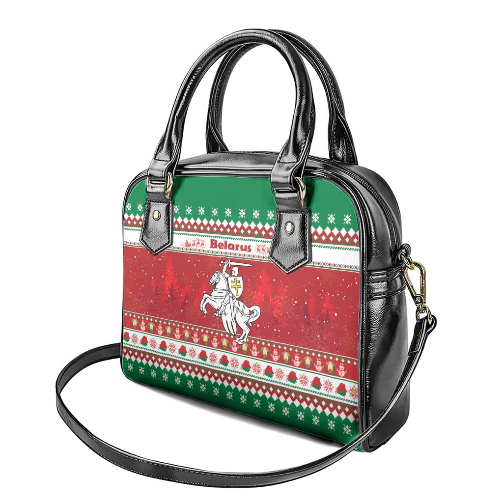 Belarus Pahonia Christmas Shoulder Handbag Belarusian Vytis Knight Xmas Pattern - Wonder Print Shop