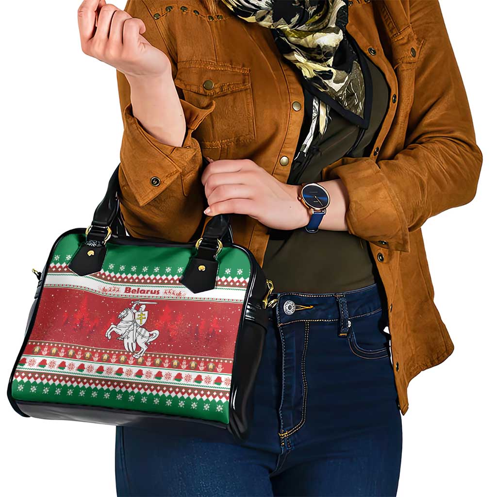 Belarus Pahonia Christmas Shoulder Handbag Belarusian Vytis Knight Xmas Pattern - Wonder Print Shop