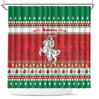 Belarus Pahonia Christmas Shower Curtain Belarusian Vytis Knight Xmas Pattern - Wonder Print Shop