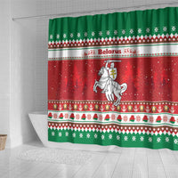 Belarus Pahonia Christmas Shower Curtain Belarusian Vytis Knight Xmas Pattern - Wonder Print Shop