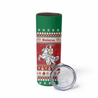 Belarus Pahonia Christmas Skinny Tumbler Belarusian Vytis Knight Xmas Pattern - Wonder Print Shop