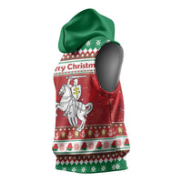 Belarus Pahonia Christmas Sleeveless Hoodie Belarusian Vytis Knight Xmas Pattern - Wonder Print Shop