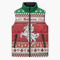 Belarus Pahonia Christmas Sleeveless Puffer Jacket Belarusian Vytis Knight Xmas Pattern - Wonder Print Shop