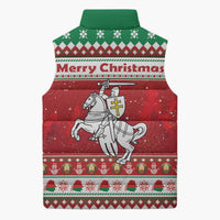Belarus Pahonia Christmas Sleeveless Puffer Jacket Belarusian Vytis Knight Xmas Pattern - Wonder Print Shop