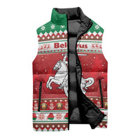 Belarus Pahonia Christmas Sleeveless Puffer Jacket Belarusian Vytis Knight Xmas Pattern - Wonder Print Shop