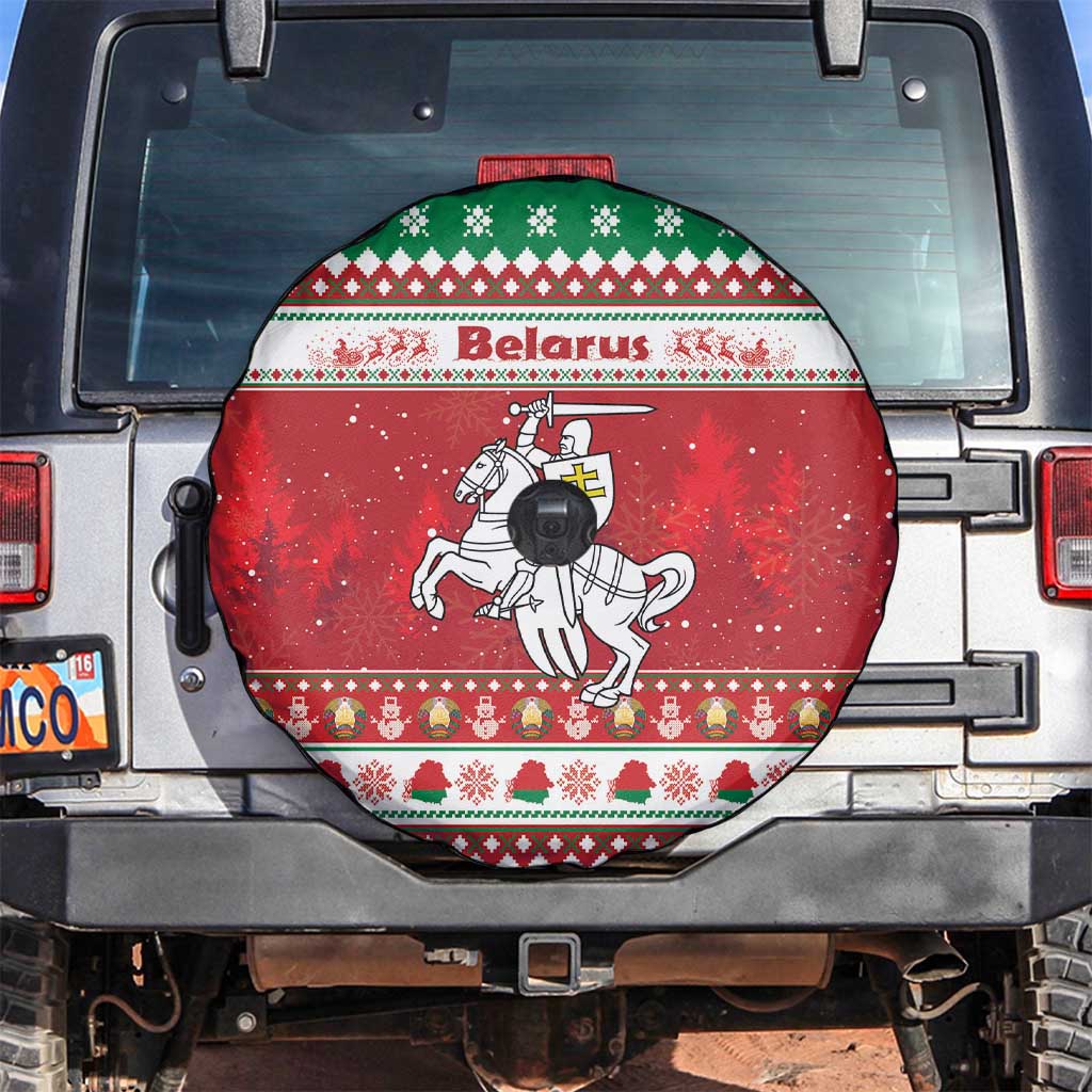 Belarus Pahonia Christmas Spare Tire Cover Belarusian Vytis Knight Xmas Pattern - Wonder Print Shop