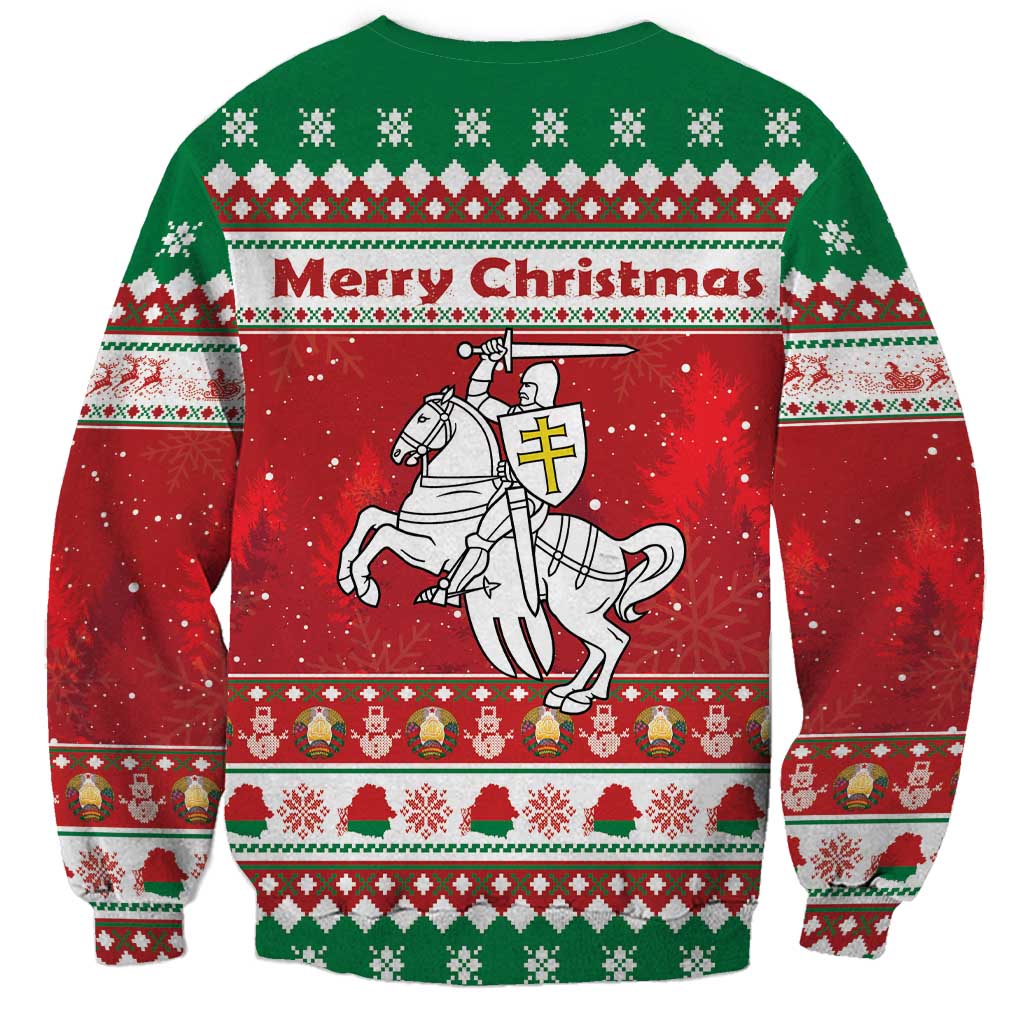 Belarus Pahonia Christmas Sweatshirt Belarusian Vytis Knight Xmas Pattern - Wonder Print Shop