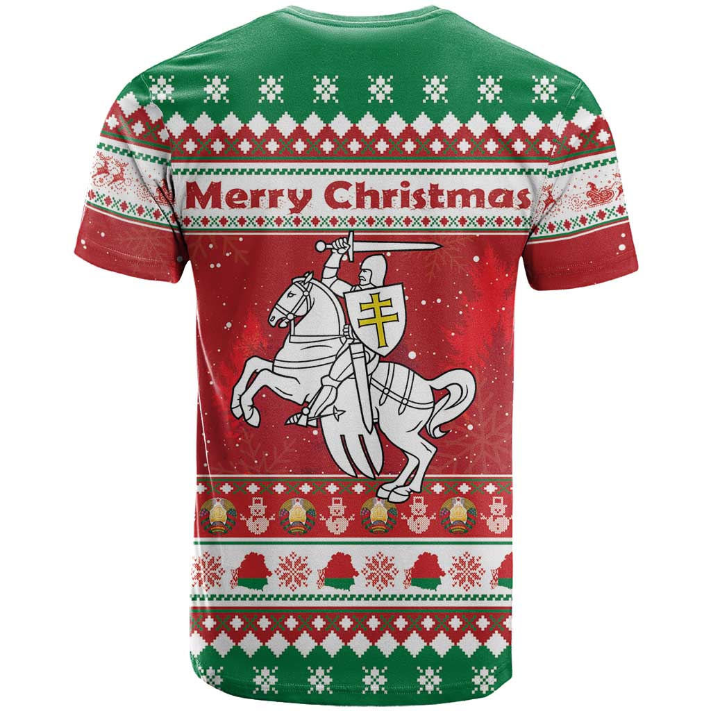Belarus Pahonia Christmas T Shirt Belarusian Vytis Knight Xmas Pattern - Wonder Print Shop