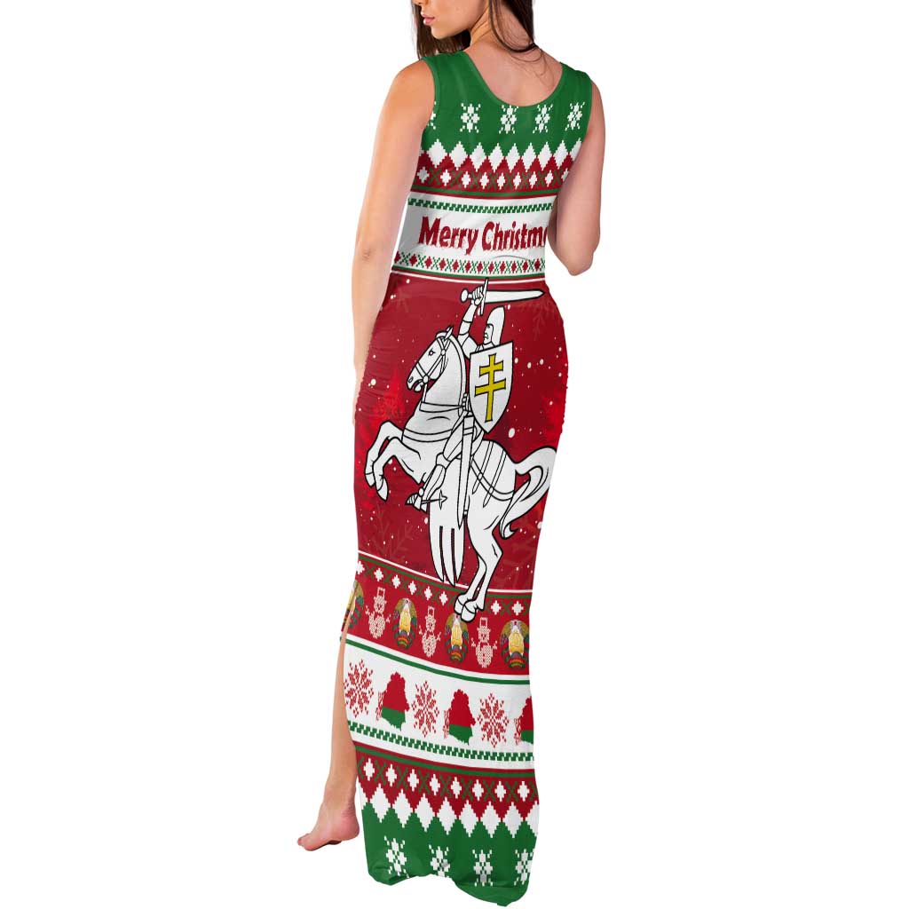 Belarus Pahonia Christmas Tank Maxi Dress Belarusian Vytis Knight Xmas Pattern - Wonder Print Shop