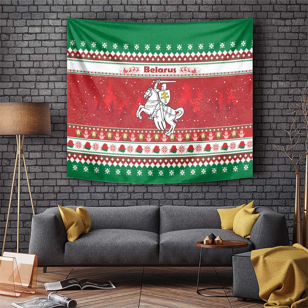 Belarus Pahonia Christmas Tapestry Belarusian Vytis Knight Xmas Pattern - Wonder Print Shop