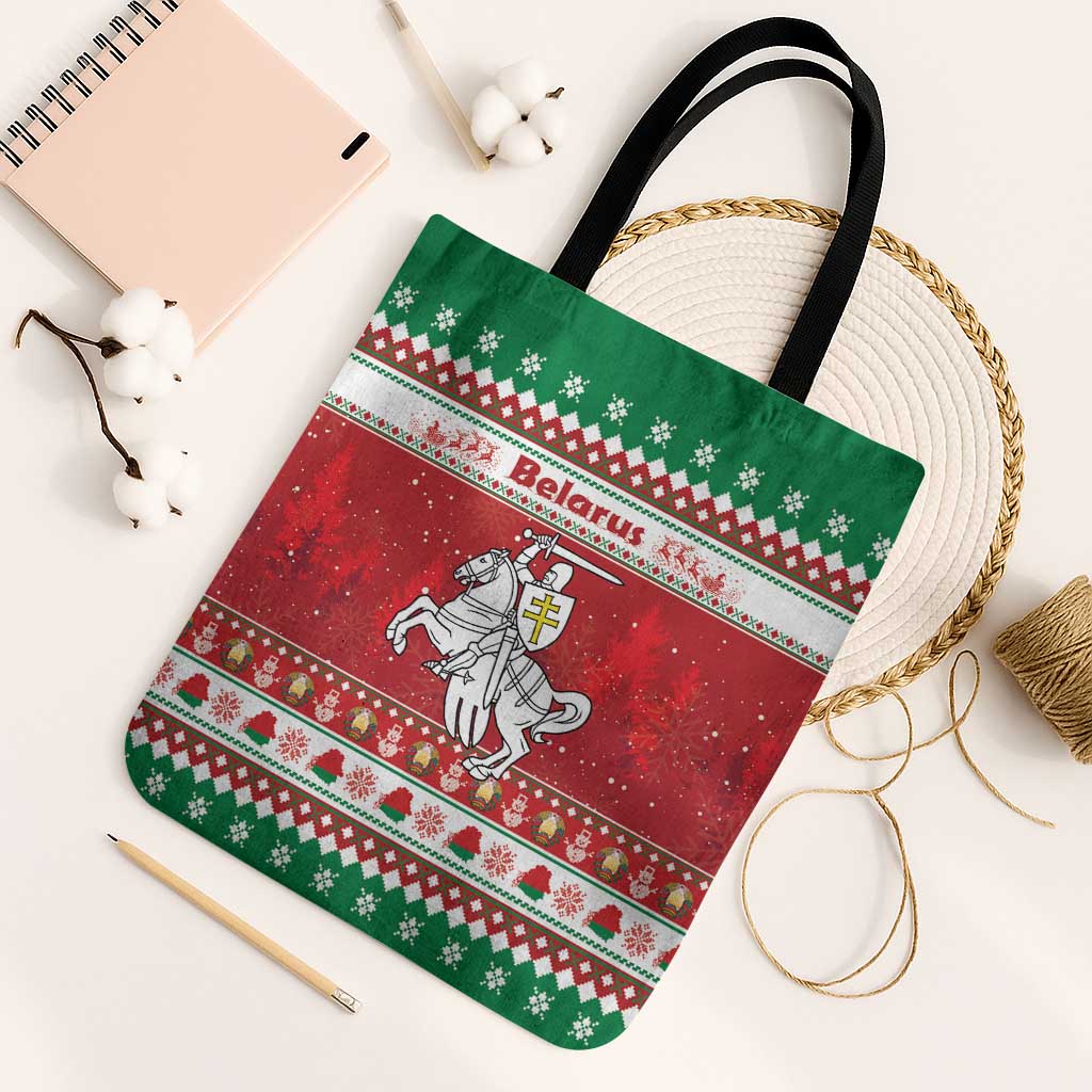Belarus Pahonia Christmas Tote Bag Belarusian Vytis Knight Xmas Pattern - Wonder Print Shop