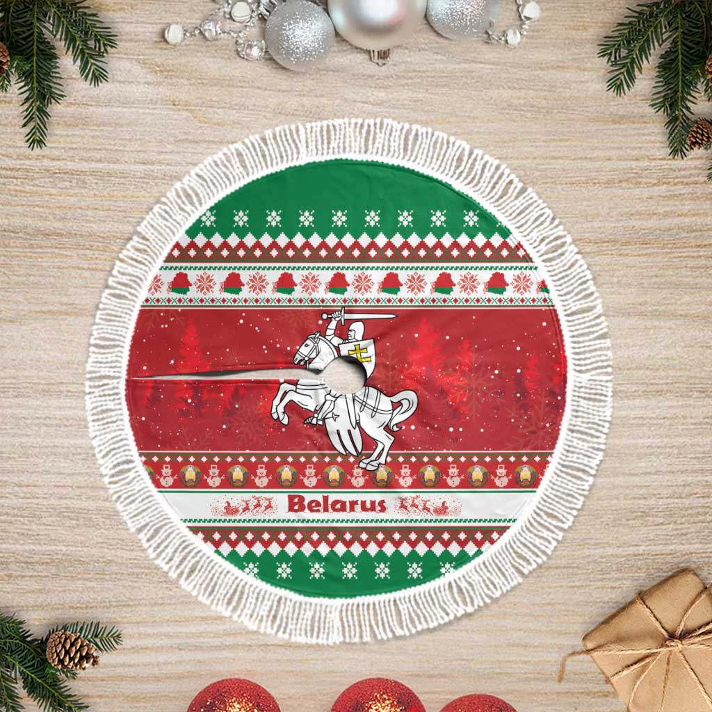 Belarus Pahonia Christmas Tree Skirt Belarusian Vytis Knight Xmas Pattern - Wonder Print Shop