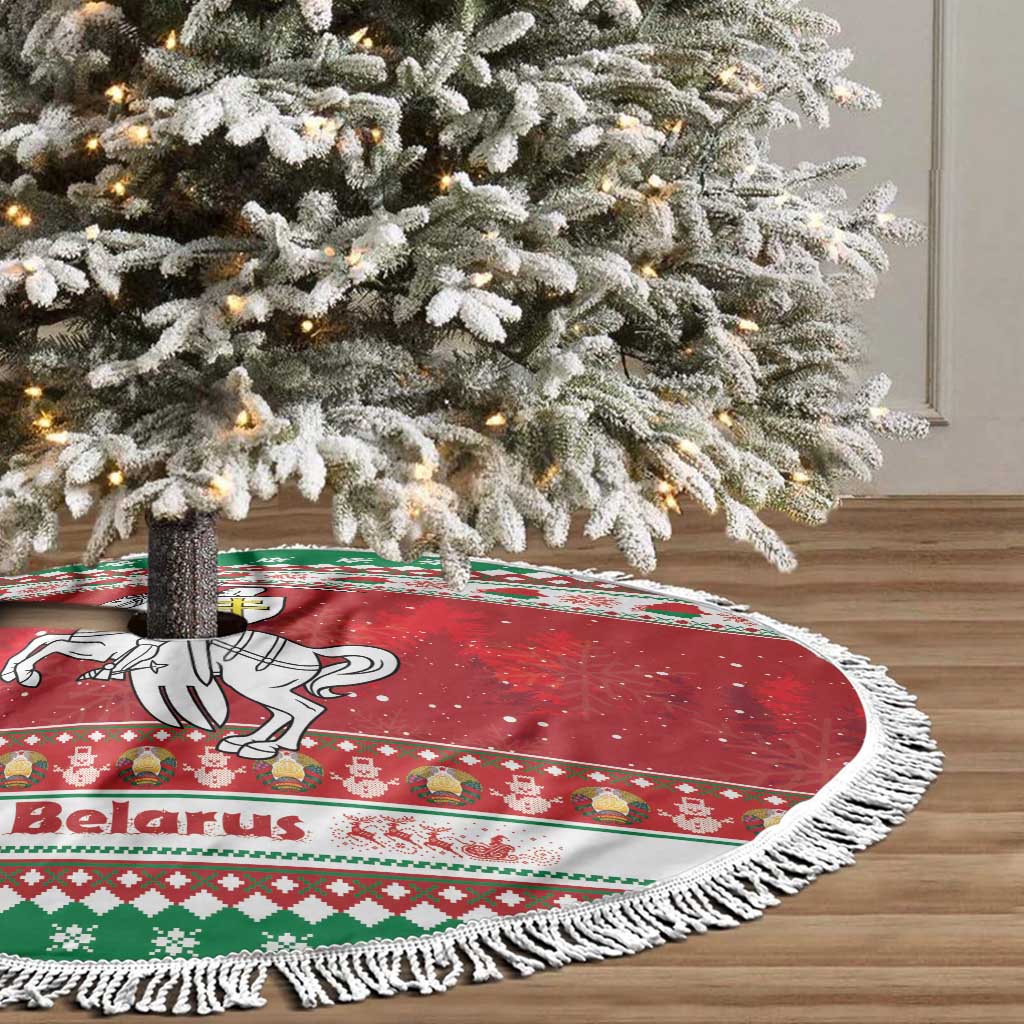 Belarus Pahonia Christmas Tree Skirt Belarusian Vytis Knight Xmas Pattern - Wonder Print Shop