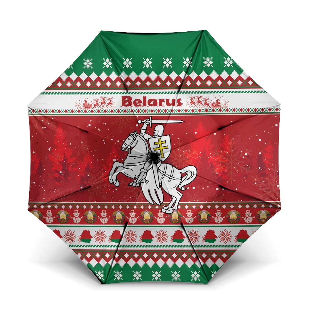 Belarus Pahonia Christmas Umbrella Belarusian Vytis Knight Xmas Pattern - Wonder Print Shop