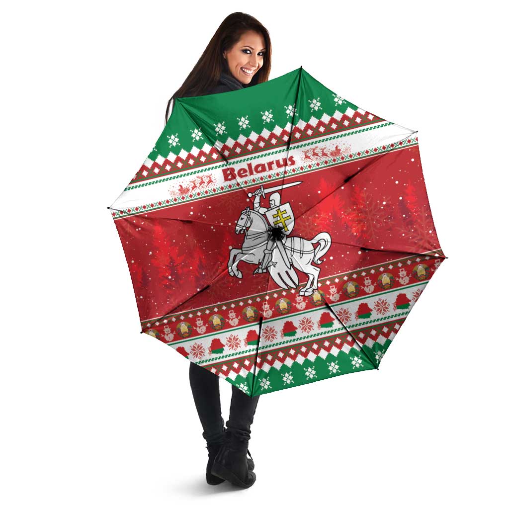 Belarus Pahonia Christmas Umbrella Belarusian Vytis Knight Xmas Pattern - Wonder Print Shop