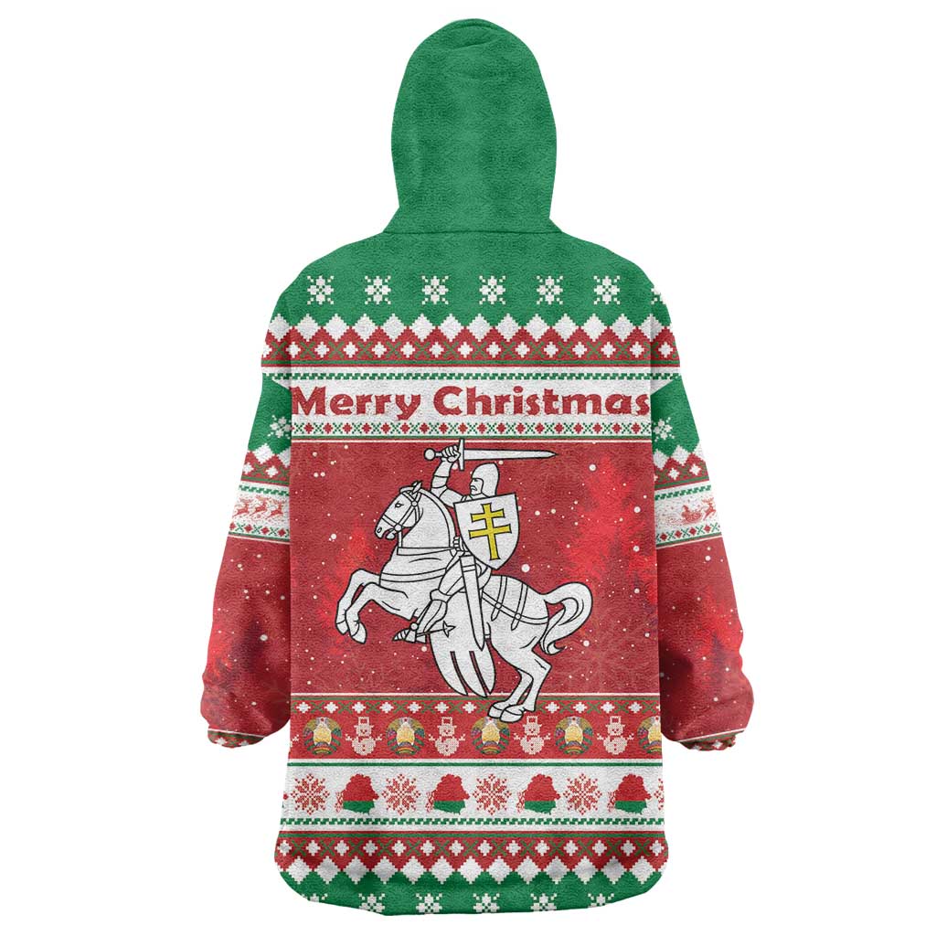 Belarus Pahonia Christmas Wearable Blanket Hoodie Belarusian Vytis Knight Xmas Pattern - Wonder Print Shop