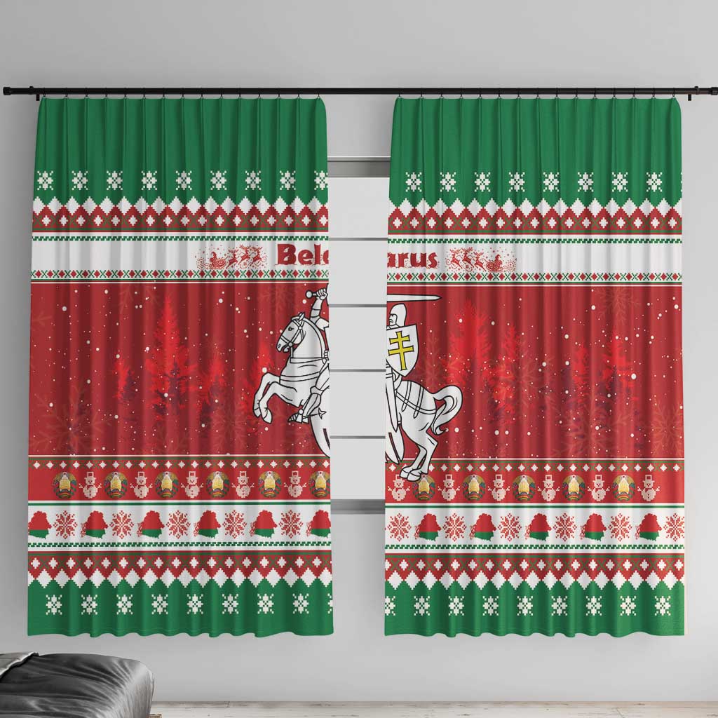 Belarus Pahonia Christmas Window Curtain Belarusian Vytis Knight Xmas Pattern - Wonder Print Shop