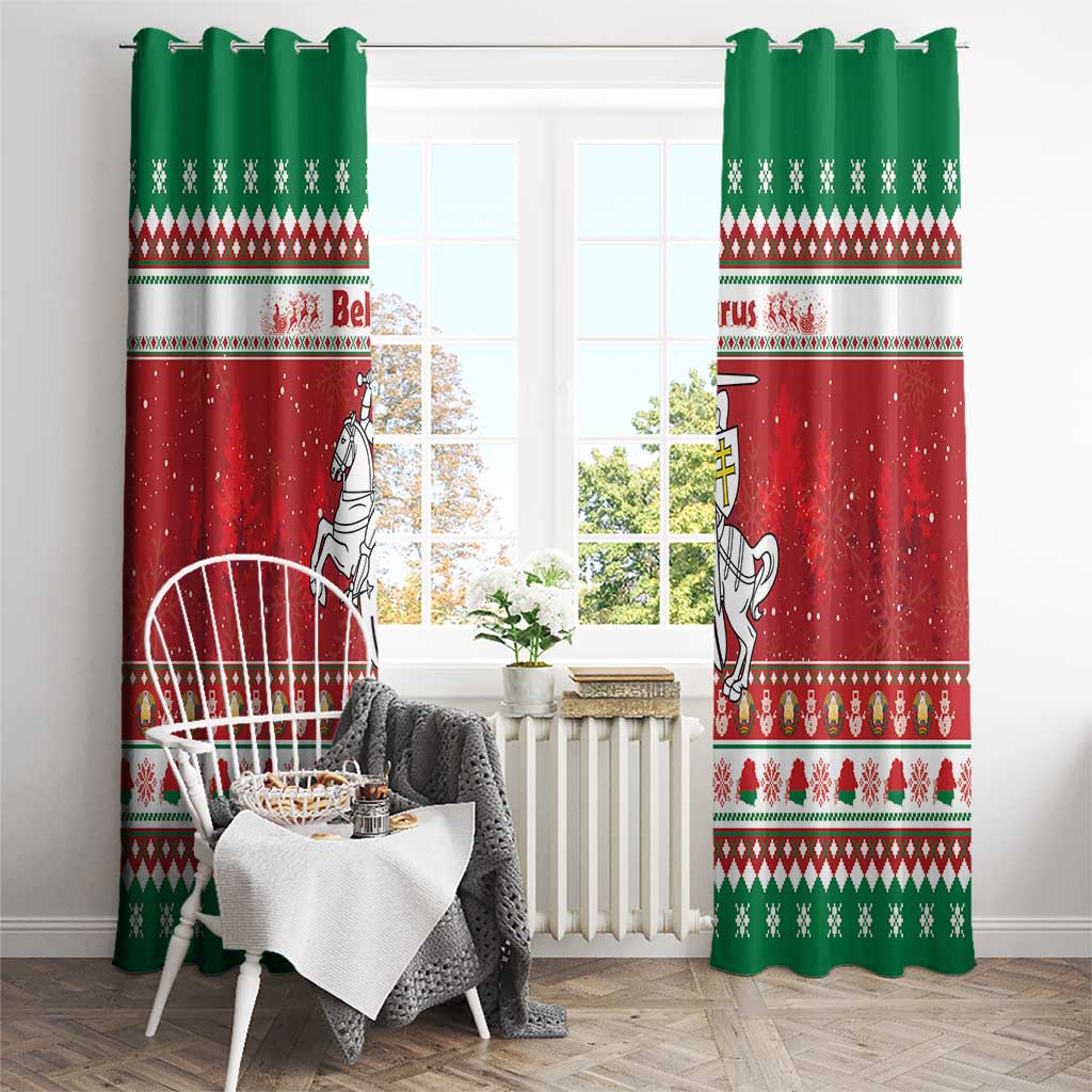 Belarus Pahonia Christmas Window Curtain Belarusian Vytis Knight Xmas Pattern - Wonder Print Shop