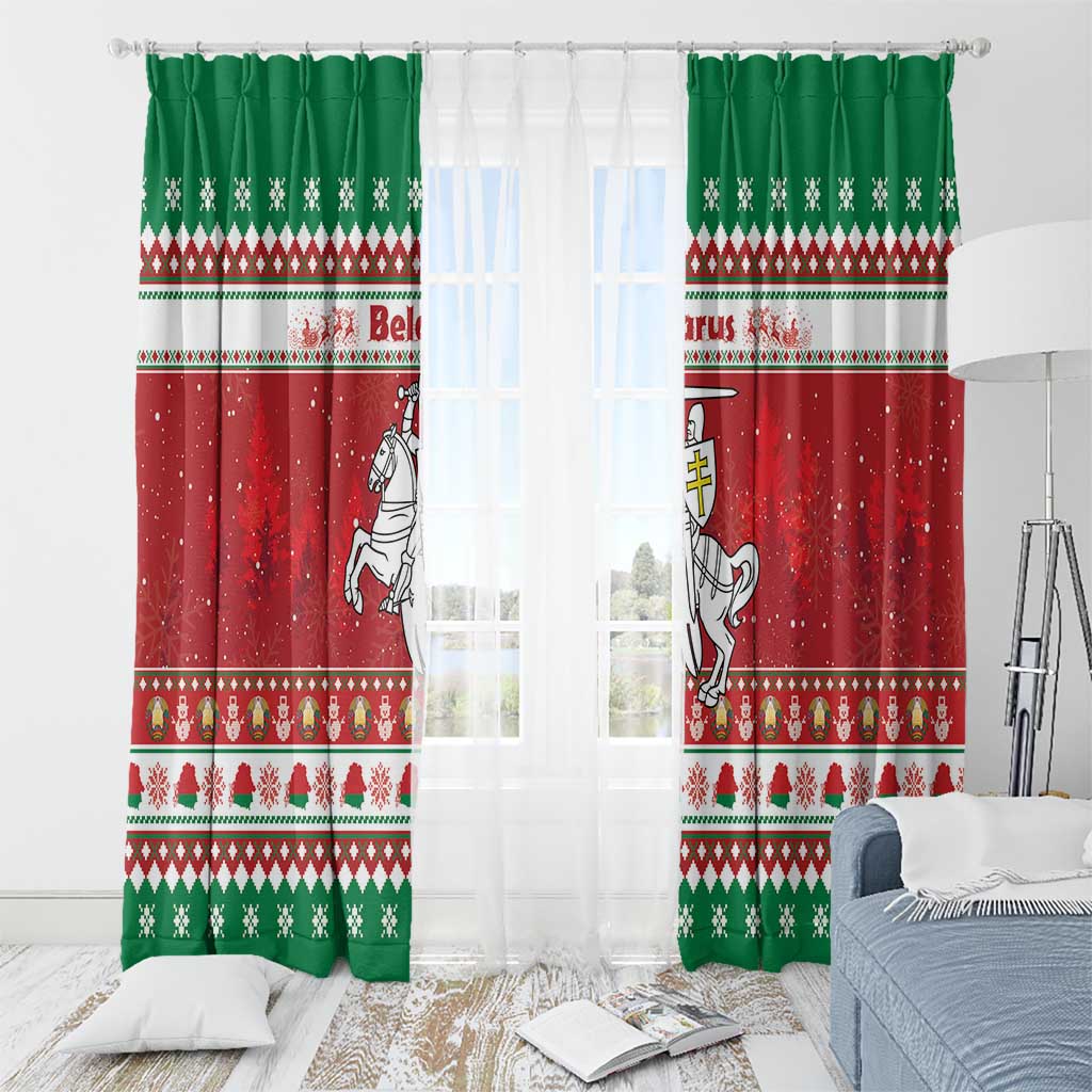 Belarus Pahonia Christmas Window Curtain Belarusian Vytis Knight Xmas Pattern - Wonder Print Shop