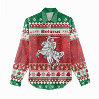 Belarus Pahonia Christmas Women Casual Shirt Belarusian Vytis Knight Xmas Pattern - Wonder Print Shop