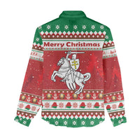 Belarus Pahonia Christmas Women Casual Shirt Belarusian Vytis Knight Xmas Pattern - Wonder Print Shop