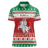 Belarus Pahonia Christmas Women Polo Shirt Belarusian Vytis Knight Xmas Pattern - Wonder Print Shop