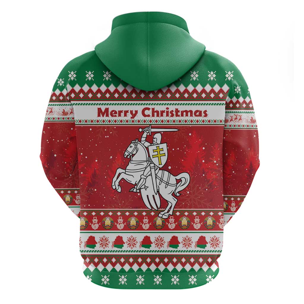 Belarus Pahonia Christmas Zip Hoodie Belarusian Vytis Knight Xmas Pattern - Wonder Print Shop