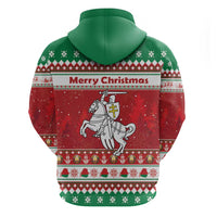 Belarus Pahonia Christmas Zip Hoodie Belarusian Vytis Knight Xmas Pattern - Wonder Print Shop